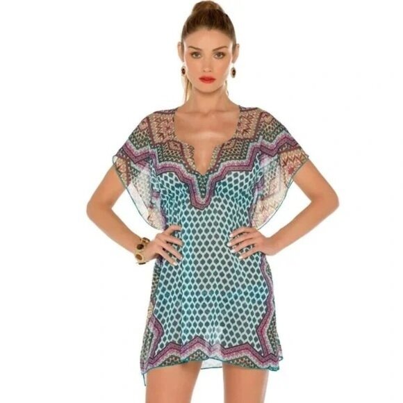 Becca by Rebecca Virtue Blue Swimsuit Coverup - Picture 1 of 7